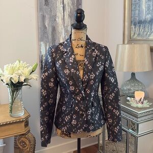 Victoria’s Secret Black Pink silver metallic satin blazer jacket floral XS 2